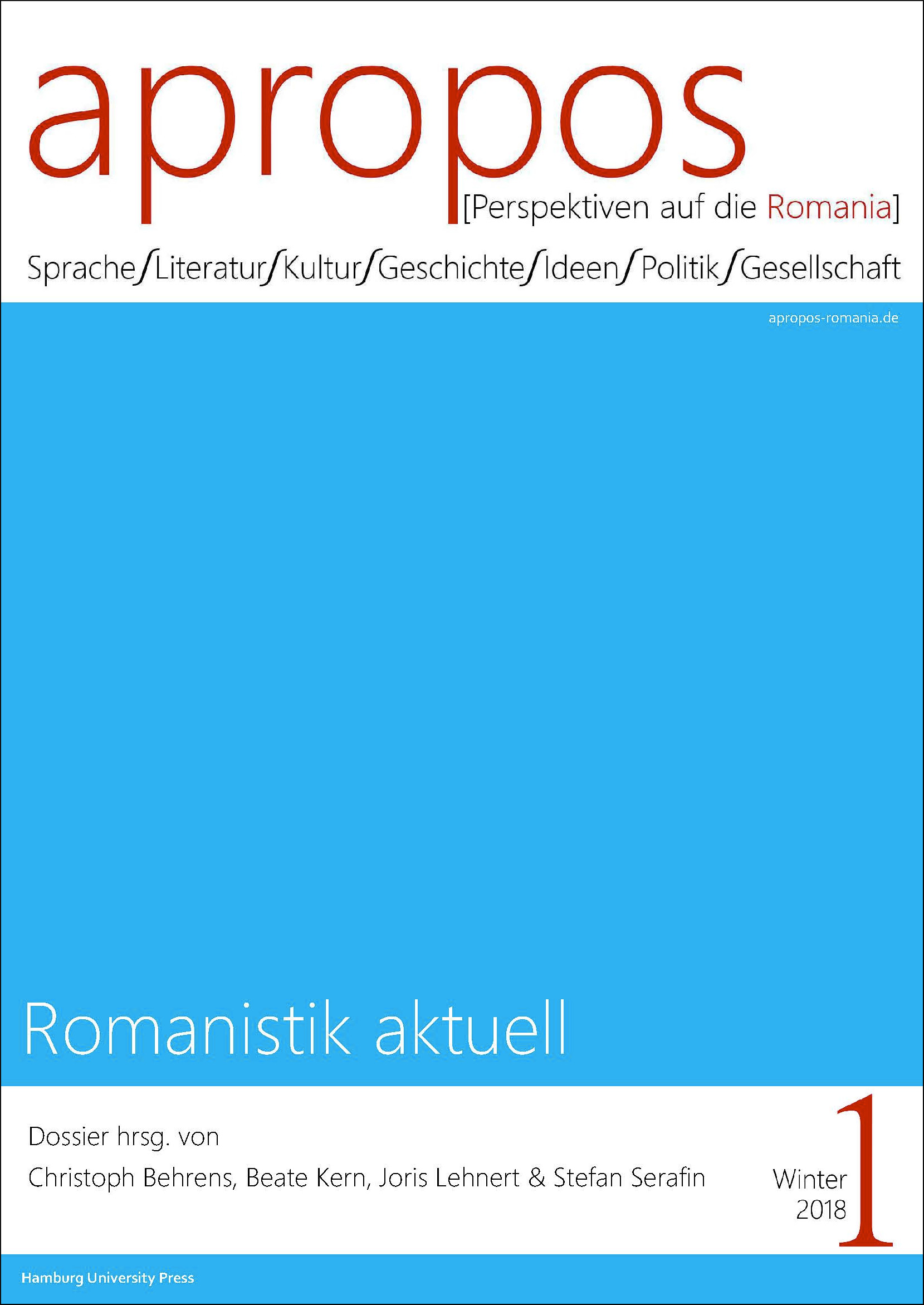Cover des ersten Heftes der romanistischen Zeitschrift "apropos"