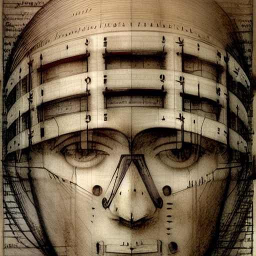 Computergeneriertes Bild (DreamStudio) nach Leonardo da Vinci: Prompt "data from libraries and machine learning" (CC0 1.0)
