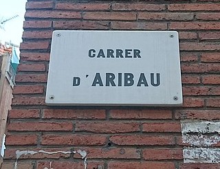 Street sign Carrer d'AribauStreet Sign Carrer d'Aribau, Barcelona; © Jove, https://commons.wikimedia.org/wiki/File:Placa_carrer_d%27Aribau_%28tram_Laforga%29.jpg, CC0 1.0