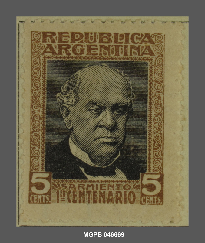 5 centaus Domingo Faustino Sarmiento - 1911, Museu Gabinet Postal de Barcelona (Collecció Marull) España - CC BY-NC. 